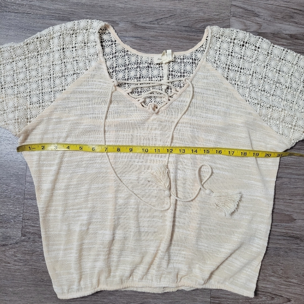 Anthropologie Meadow Rue Ivory Crocheted Lace Peasant Top SM - Picture 11 of 12